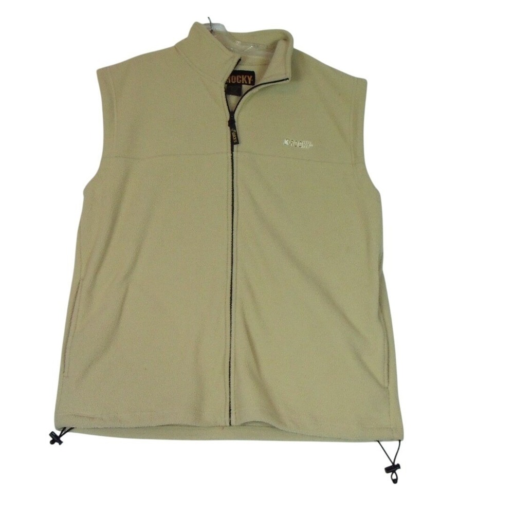 Rocky Men's Vest‎ Size Large Beige Full Zip Fleece Embroidered Logo Outdoor